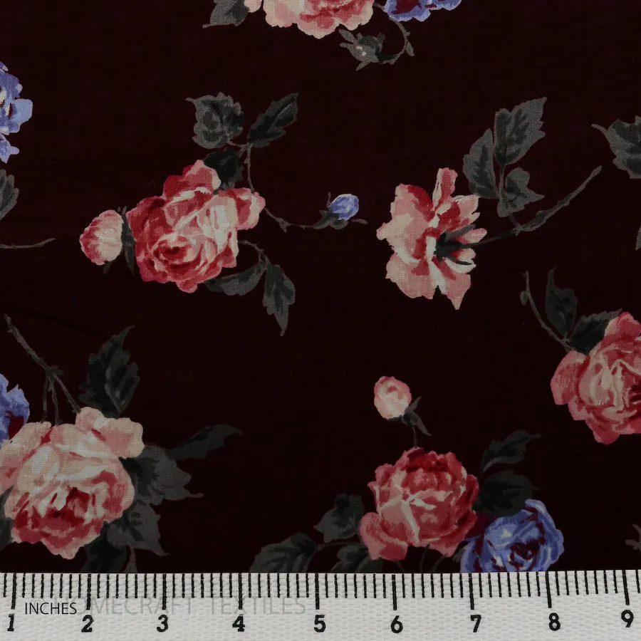 Maroon Scatter Floral Cotton Print