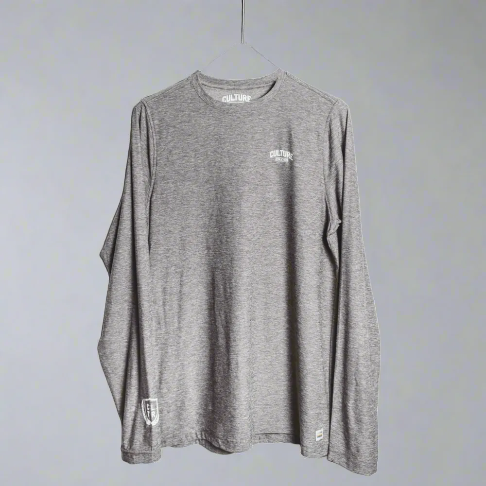 Mens Culture x Vuori Strato Tech Tee Long Sleeve - Heather Grey