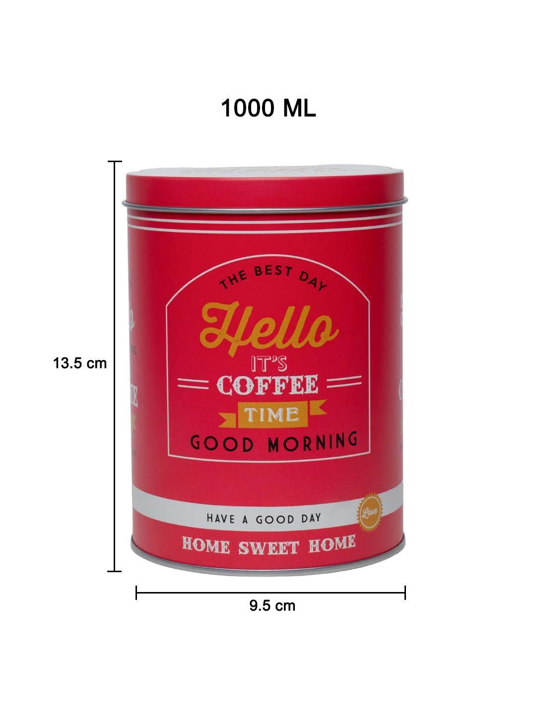 Metal Coffee Jar - Red, 1000Ml