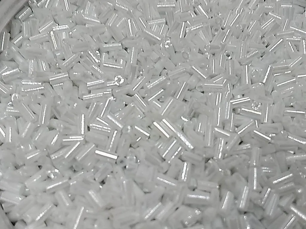 Milky White Lustre Pipe / Bugle Glass Seed Beads