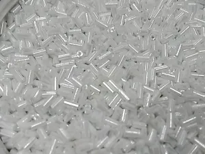 Milky White Lustre Pipe / Bugle Glass Seed Beads