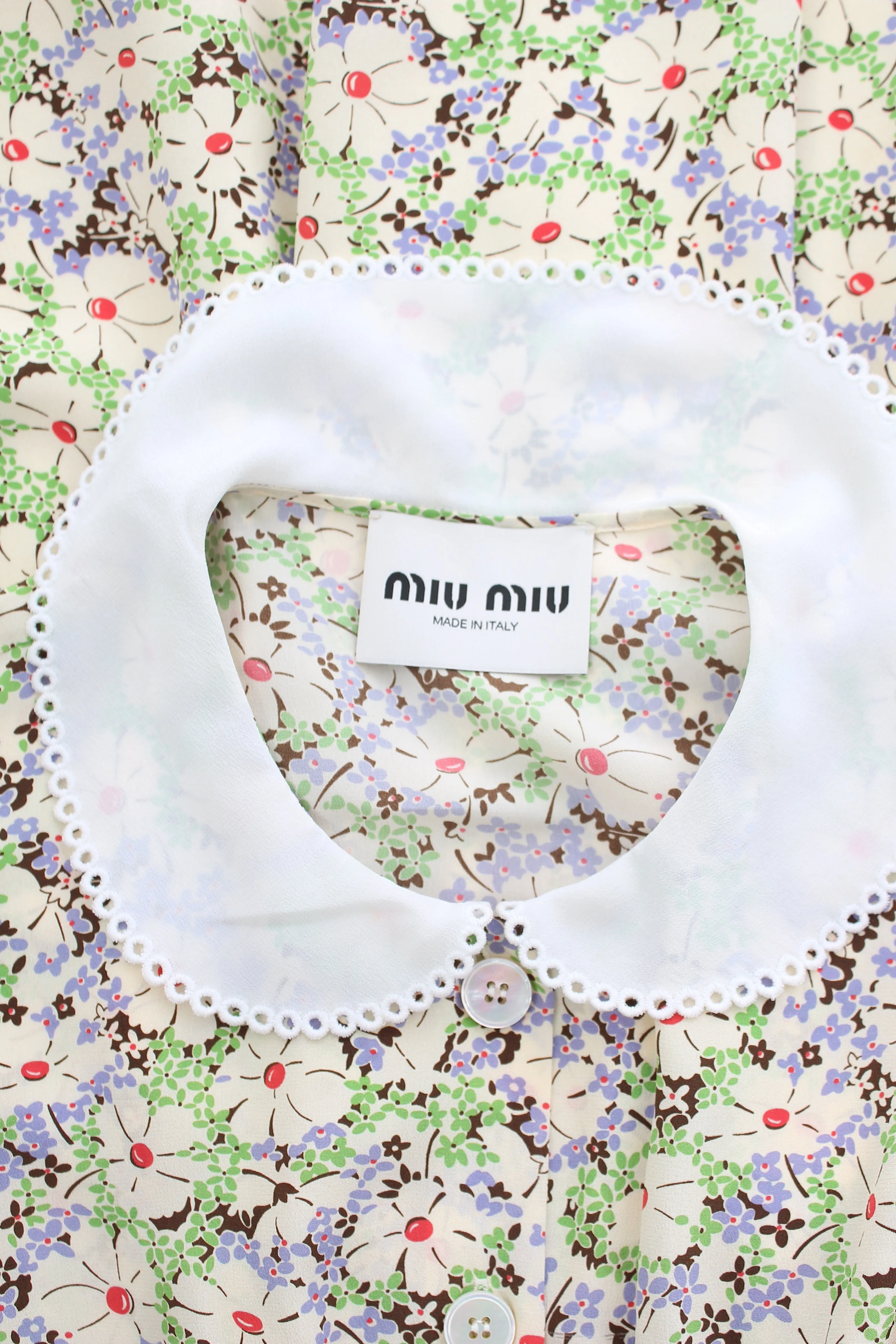 Miu Miu Floral Printed Silk Mini Dress