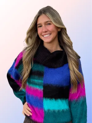 MOLLY BRACKEN 90S COLOR BLOACK SWEATER MULTI COLOR