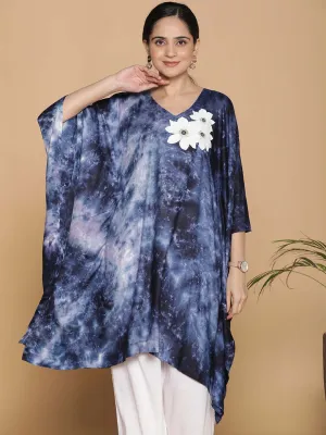 Navy Rayon TieDyeKurta - MidnightBlossoms