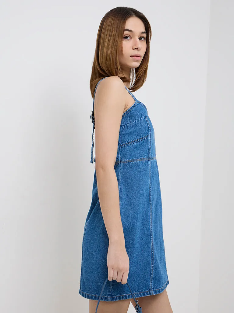 Nuon Blue Denim Bodycon Dress