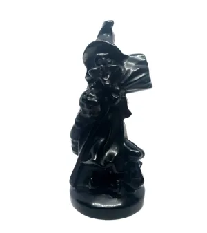 Obsidian Crystal Cartoon Style Witch Carving