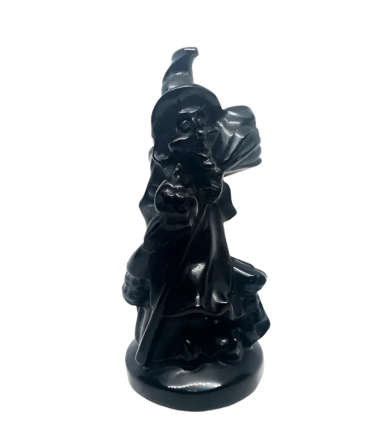 Obsidian Crystal Cartoon Style Witch Carving