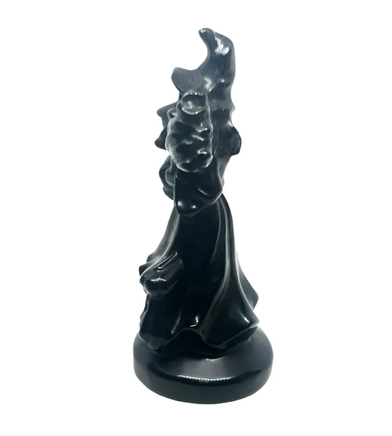 Obsidian Crystal Cartoon Style Witch Carving