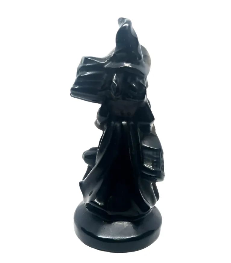 Obsidian Crystal Cartoon Style Witch Carving