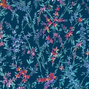 Orivietta Printed Crafting Cotton Apparel Fabric Remnant Navy