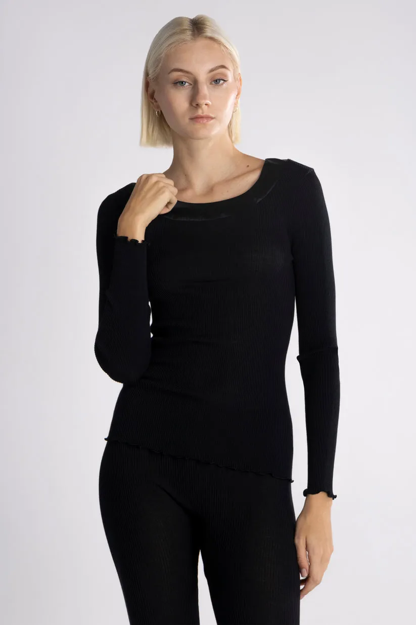 Oscalito Long Sleeve Top with Sleek Satin Edges