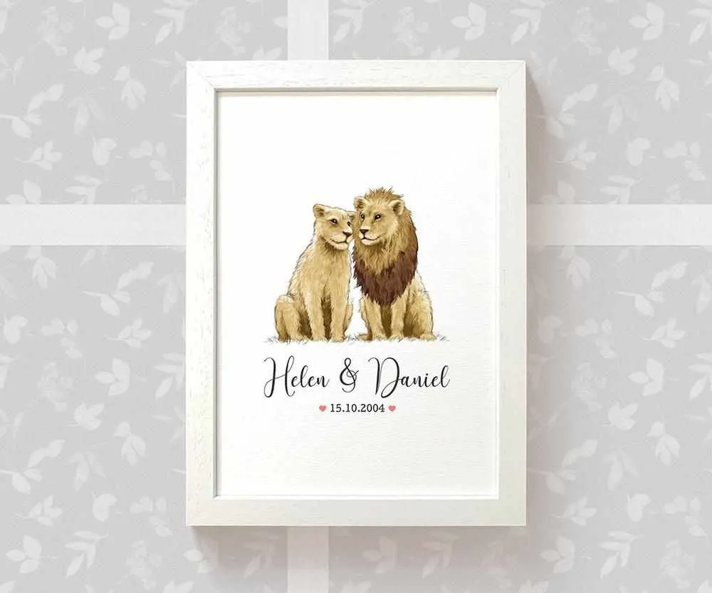 Personalised Lion Wedding Anniversary Print