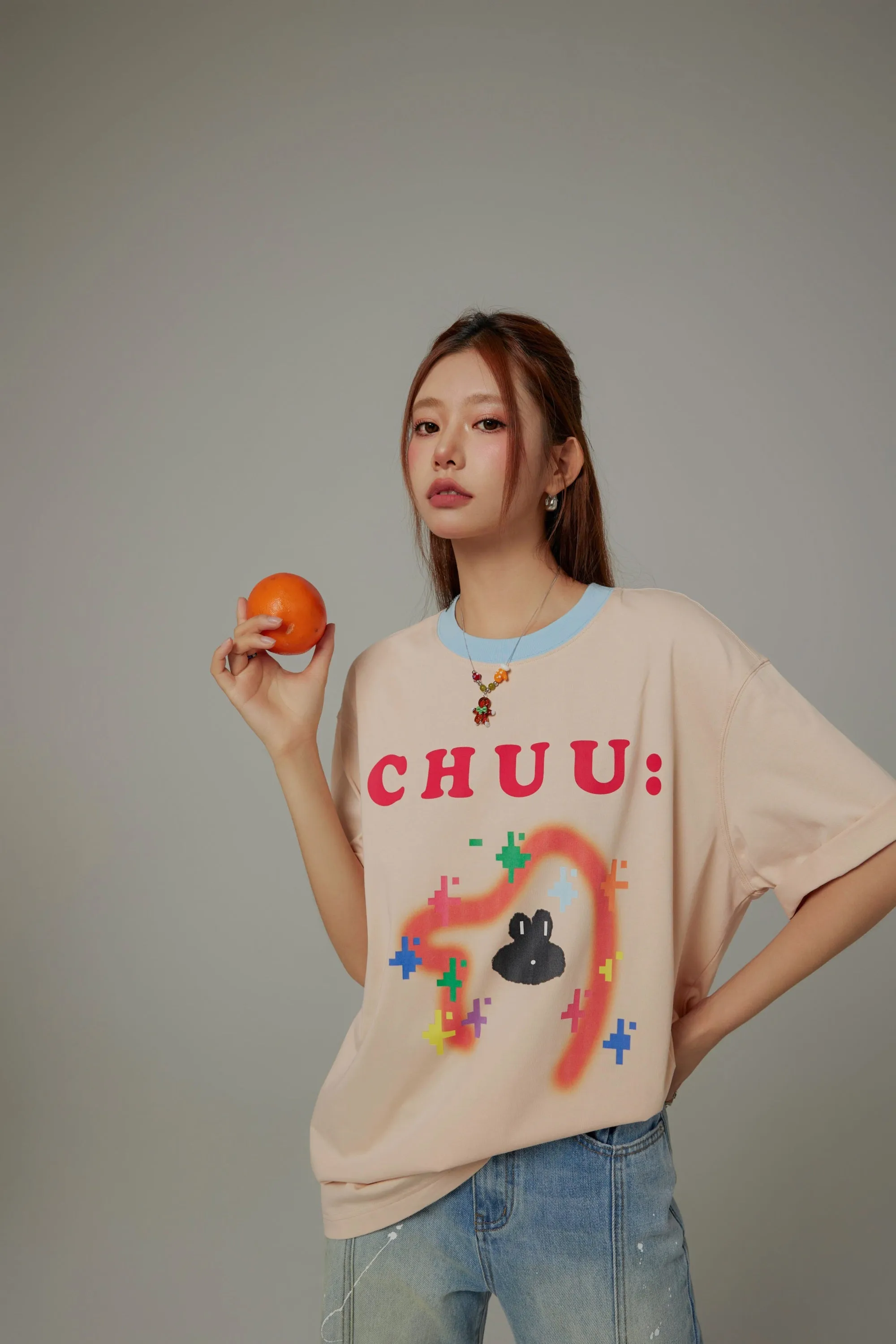 Pixel Print Loose-Fitting T-Shirt