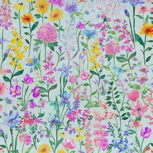 Prado De Flores Printed Fine Lawn Cotton Apparel Fabric (By The Metre) Glacier