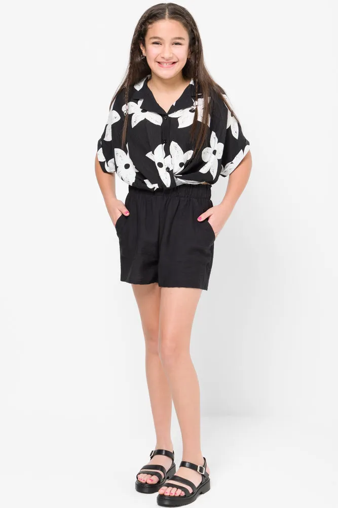 Pull On Woven Short Black