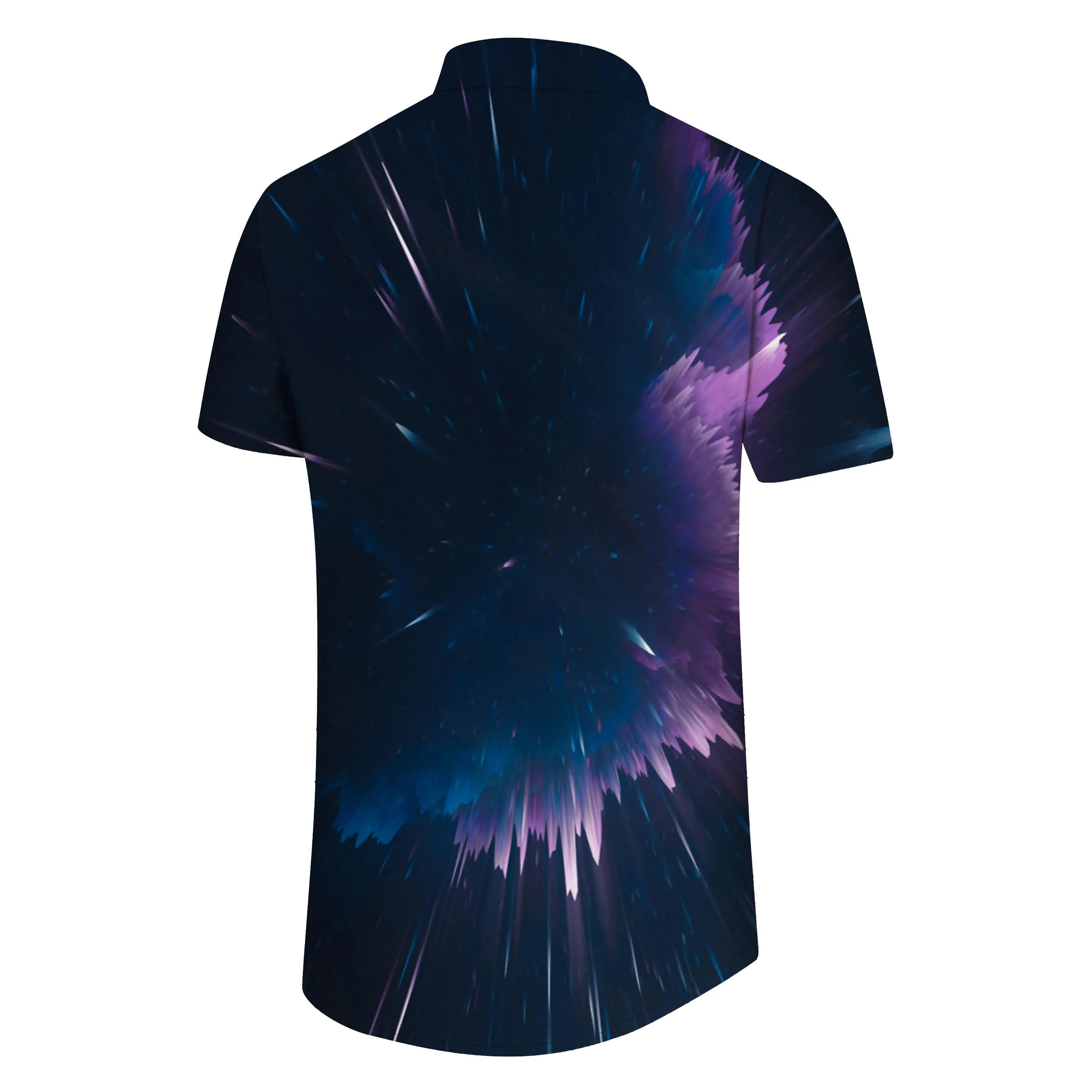 Purple meteor shower tropical four seasons daily casual style Hawaiian button abstract print geometric men's shirt travel short-sleeved clothes