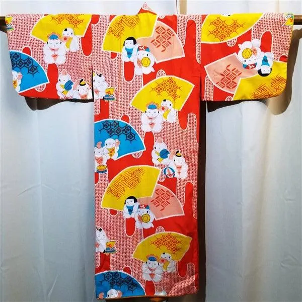 "Ningyo Dolls" Vintage Girl's Kimono