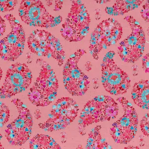 Rafiya Printed Fine Lawn Cotton Apparel Fabric (By The Metre) Flamingo