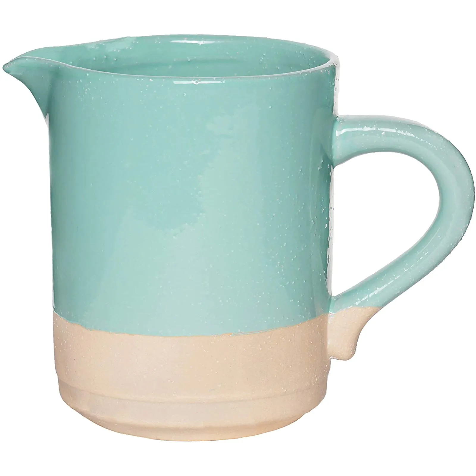 Red Co. Rustic Stoneware Pitcher with Handle in Aqua Matte Glaze - 32 oz. Capacity