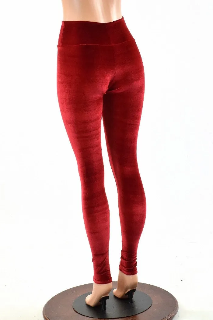 Red Velvet High Waist Leggings