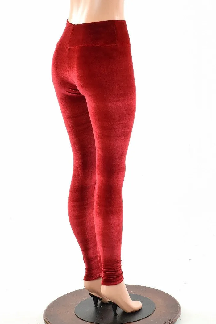 Red Velvet High Waist Leggings