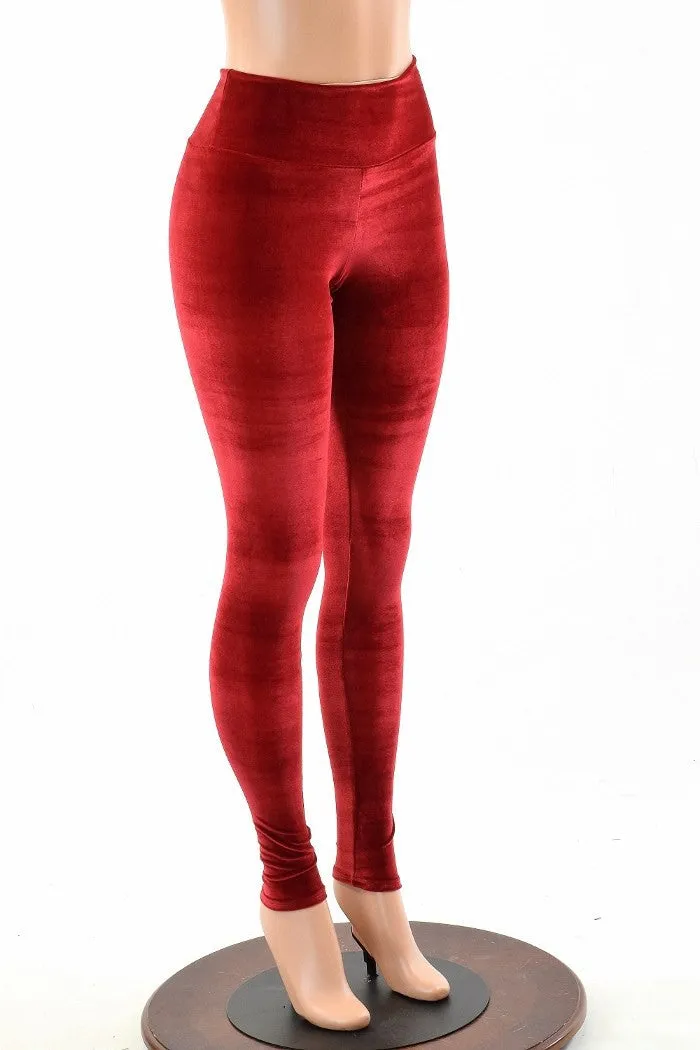 Red Velvet High Waist Leggings