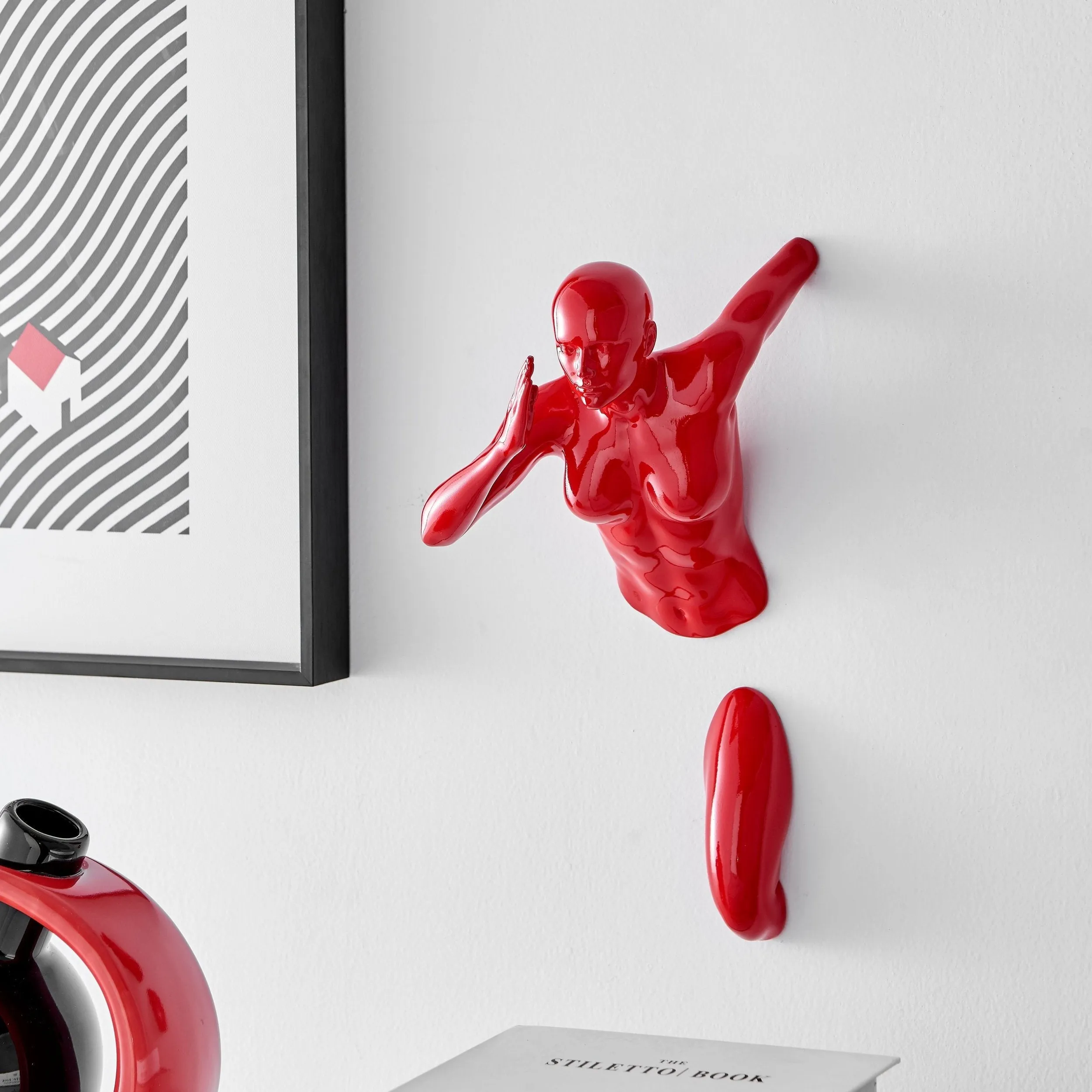 Red Wall Runner 13" Woman Sculpture