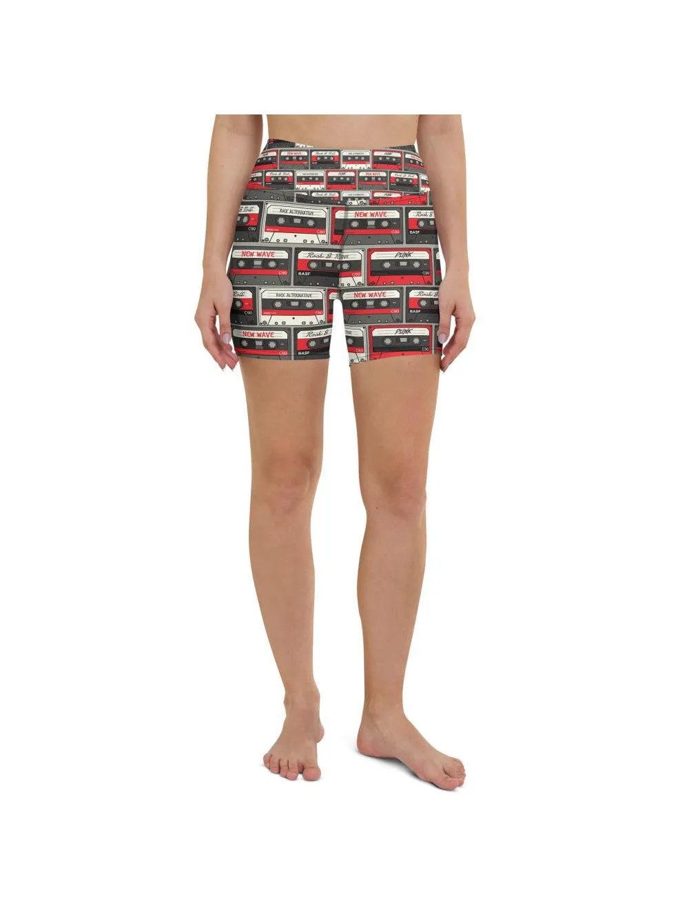 Retro Cassette Tapes Yoga Shorts