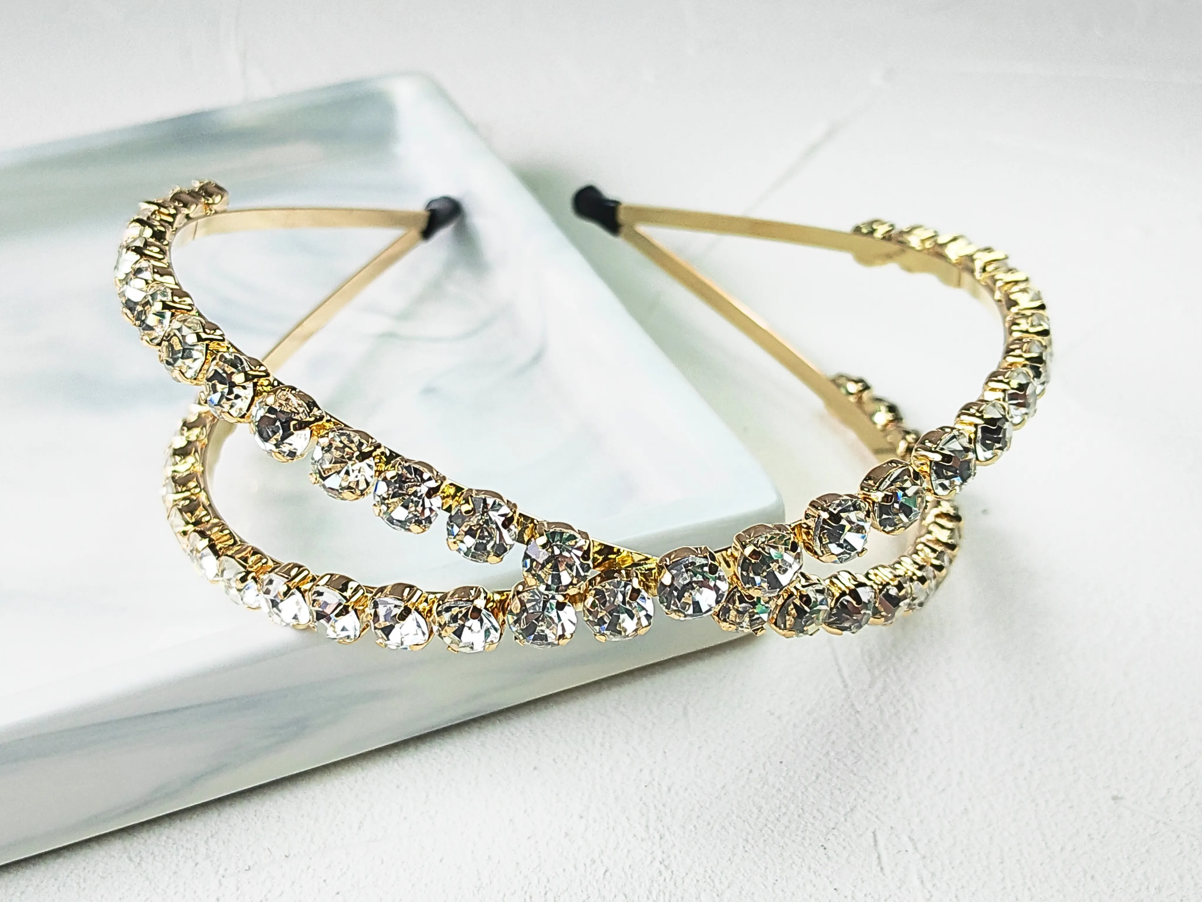 Rhinestone Double Row Wide Band Headband