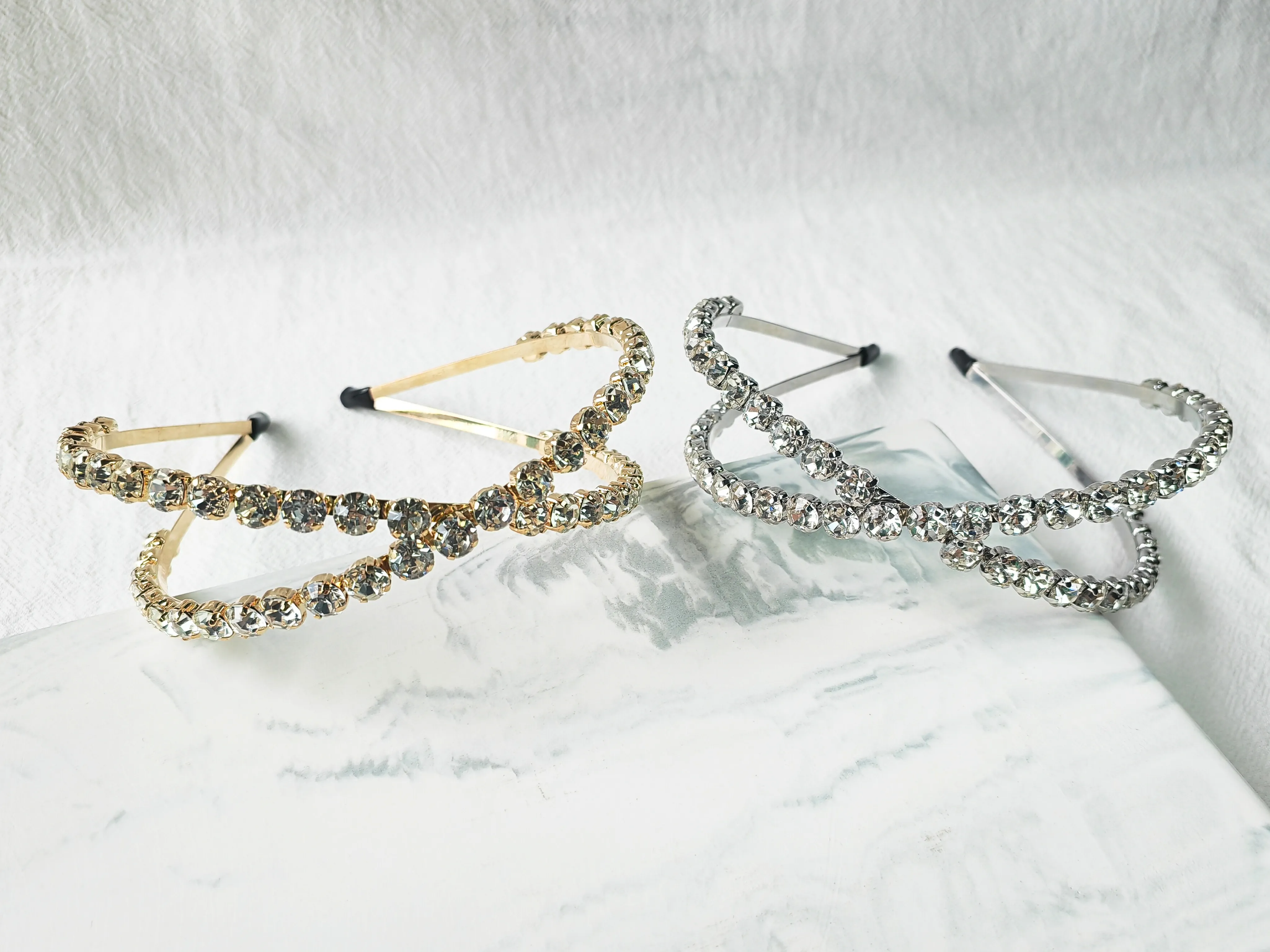 Rhinestone Double Row Wide Band Headband