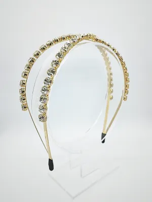 Rhinestone Double Row Wide Band Headband