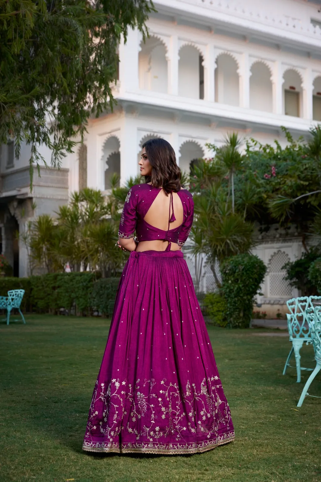 Royal Plum Embroidered Lehenga Choli Set