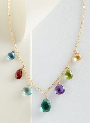 Seven Stone Teardrop Gem Necklace