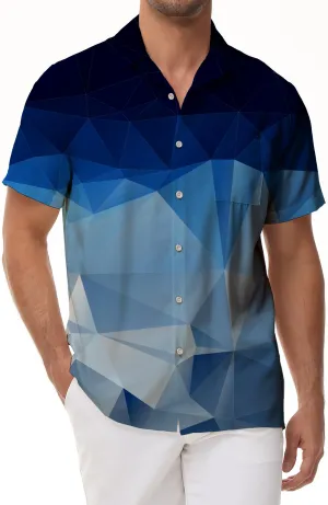 Sketch Abstract Graphic Mixed Color Hawaiian Button Men's Beach Shirt with Pockets Geometric Shirt Short Sleeve Beachwear 3d Graphic Print