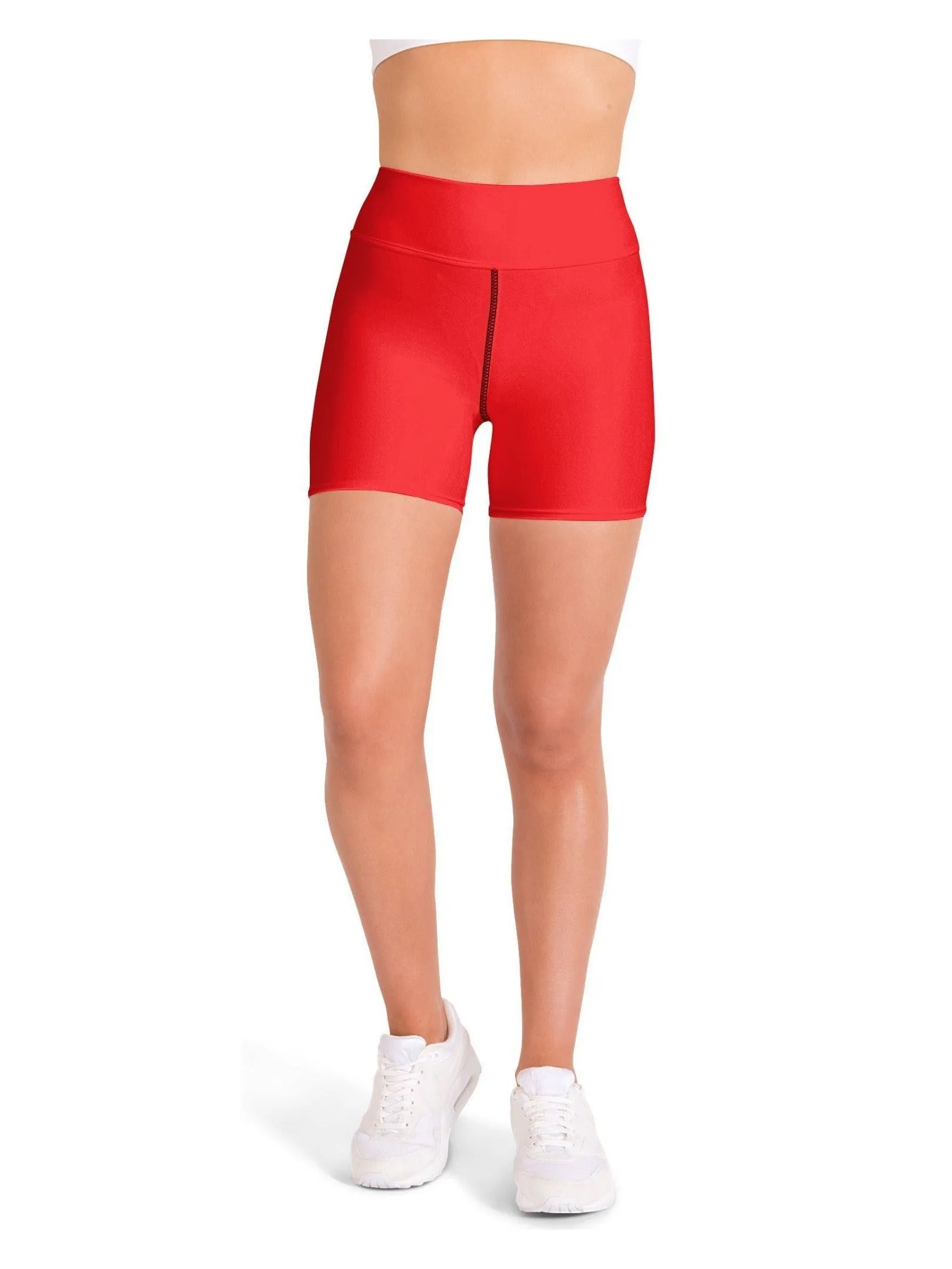 Solid Hot Red Yoga Shorts