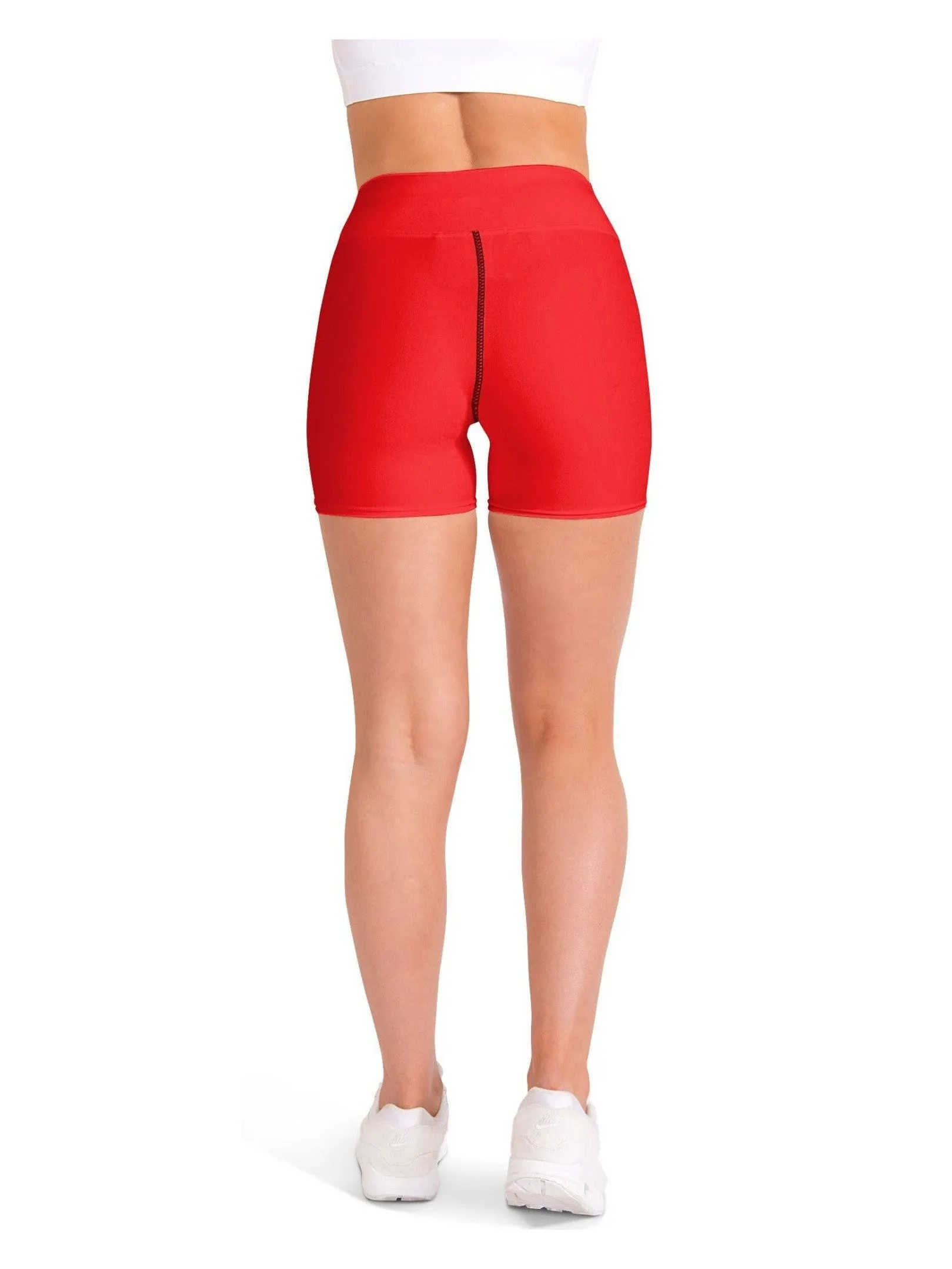 Solid Hot Red Yoga Shorts