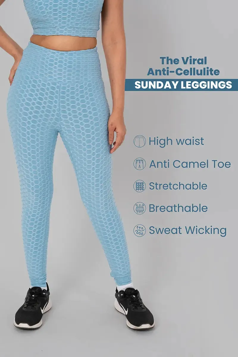 Sunday Anti-Cellulite & Anti-slip Leggings- Sky Blue