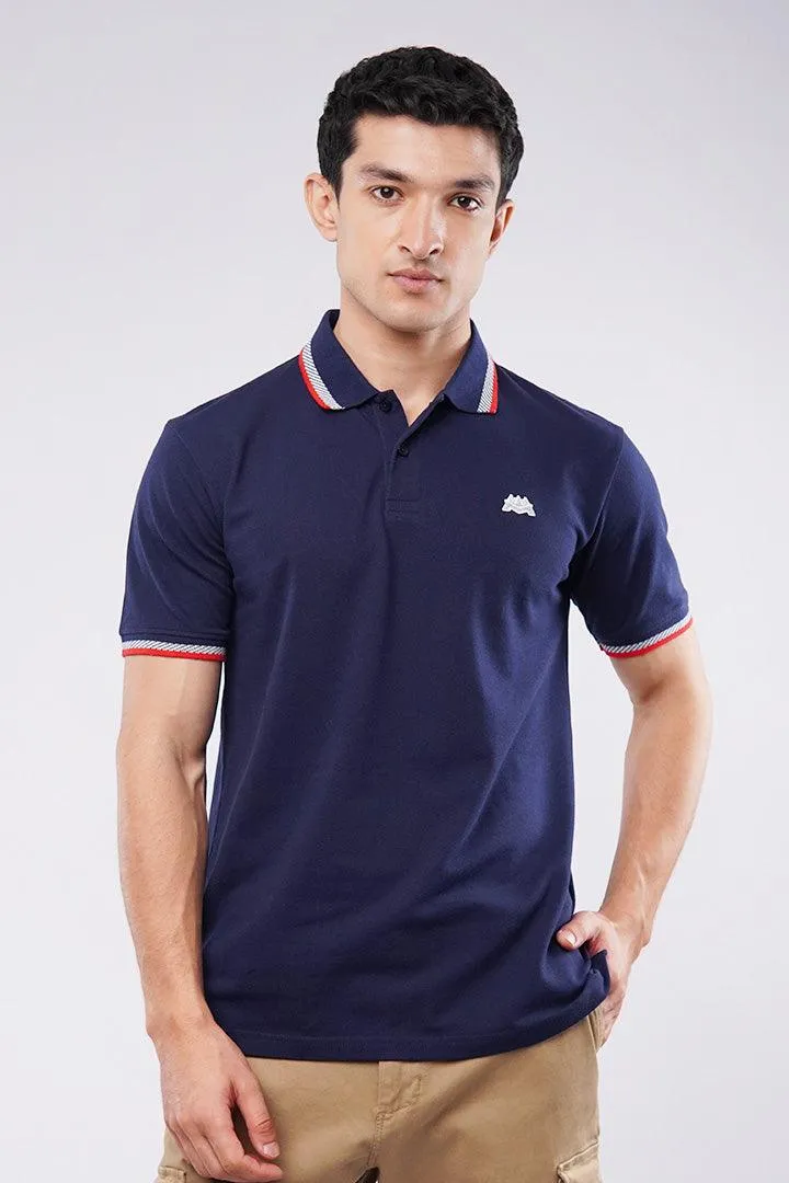 Tipping Collar Polo Shirt - Blue