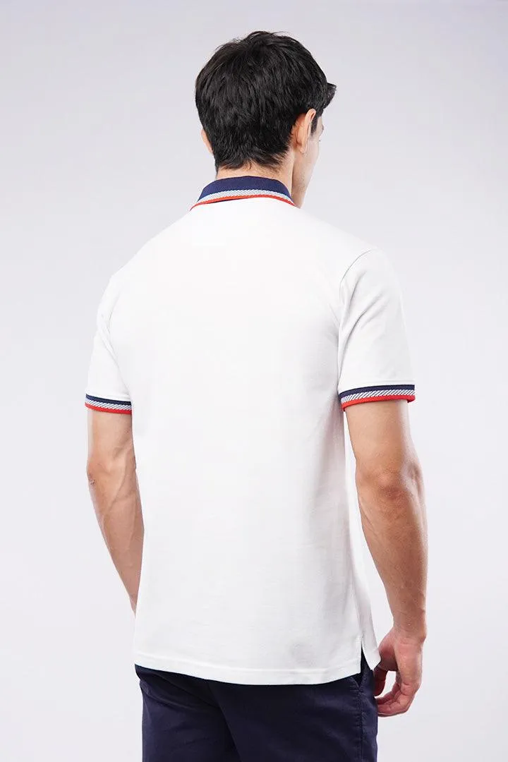 Tipping Collar Polo Shirt - White