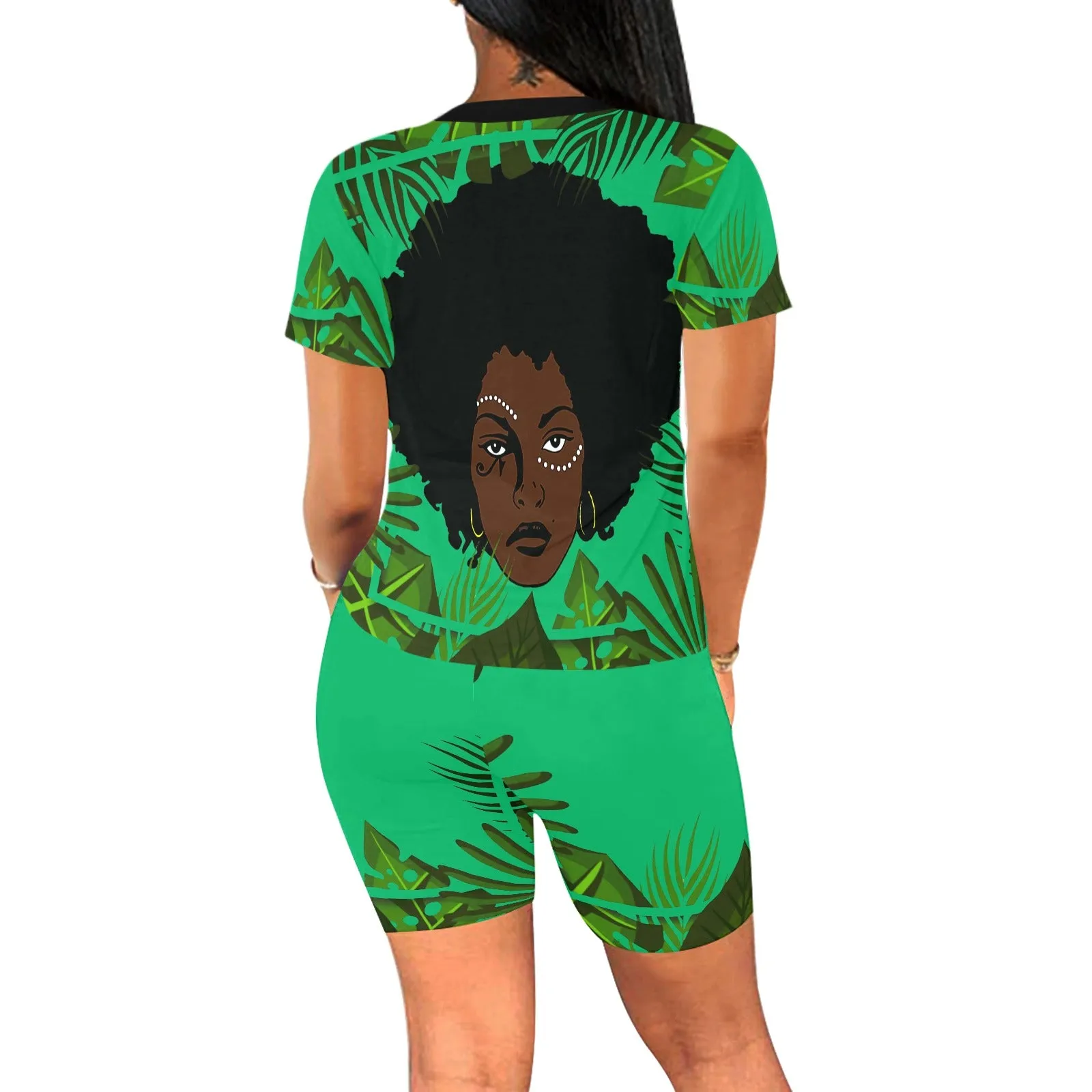 TROPICAL  KWEEN FOREST Women's Short Yoga Set