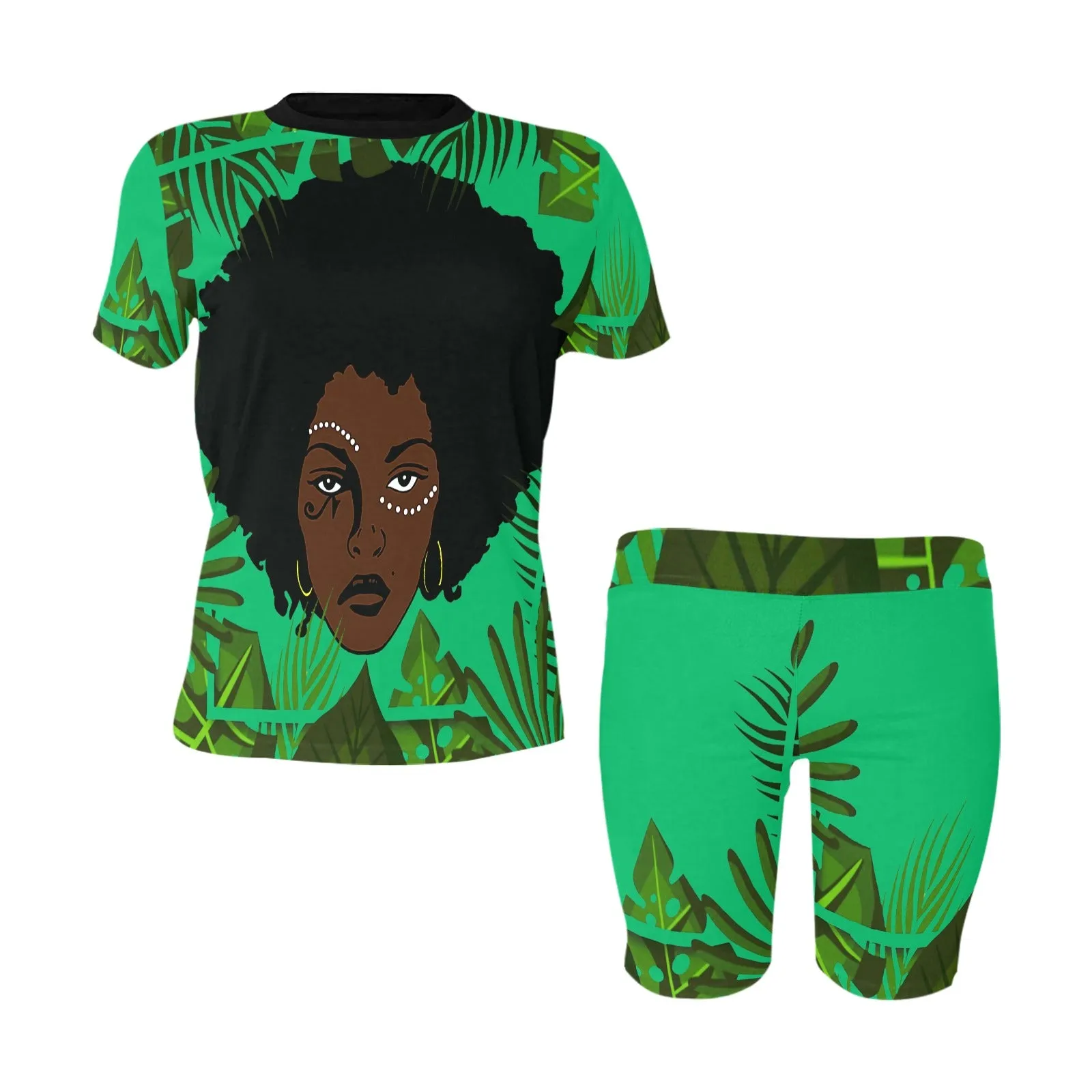 TROPICAL  KWEEN FOREST Women's Short Yoga Set