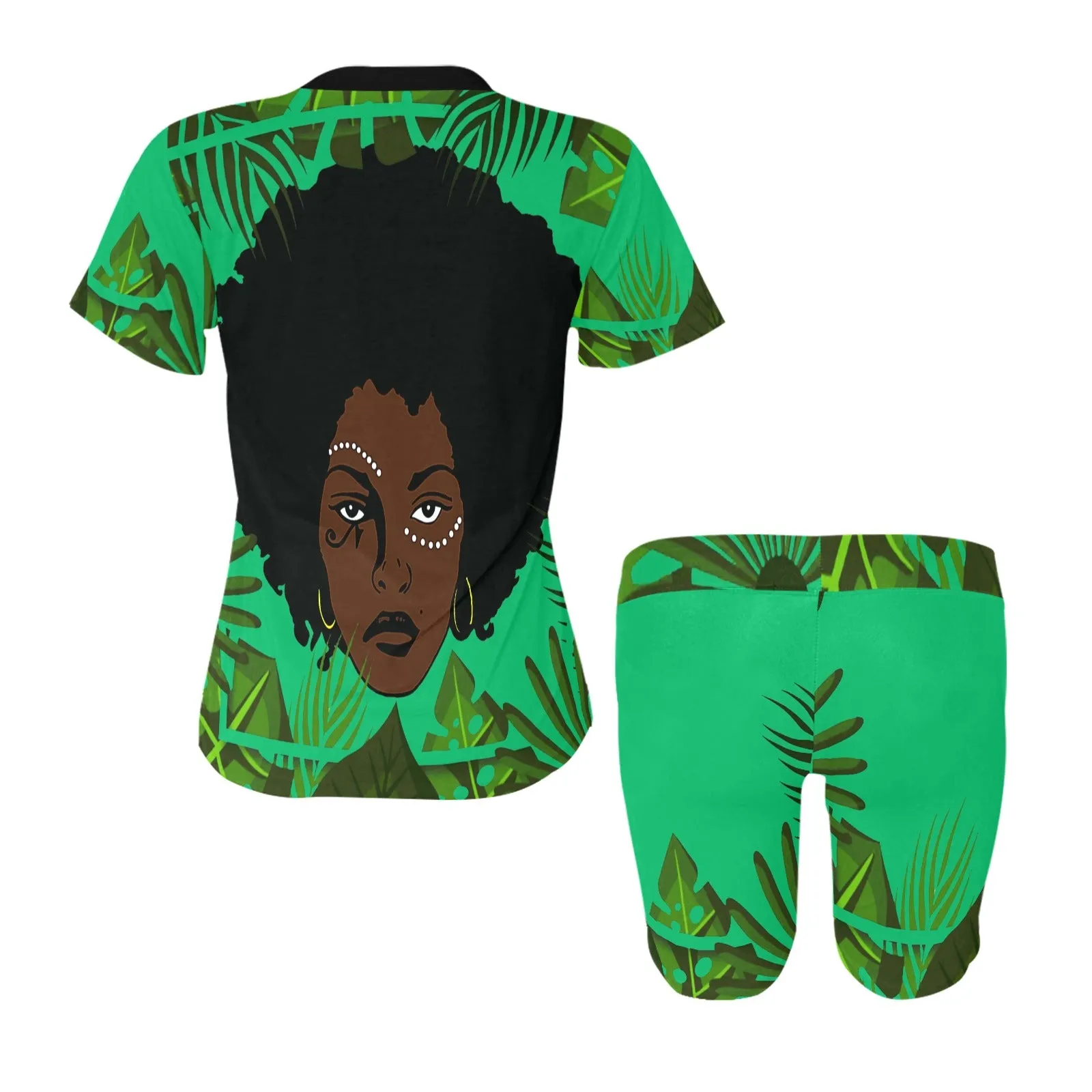 TROPICAL  KWEEN FOREST Women's Short Yoga Set