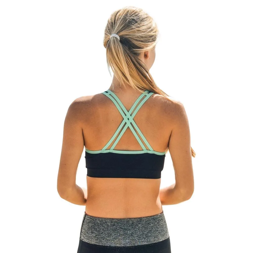 Two Tone Criss Cross Padded Sports Bra