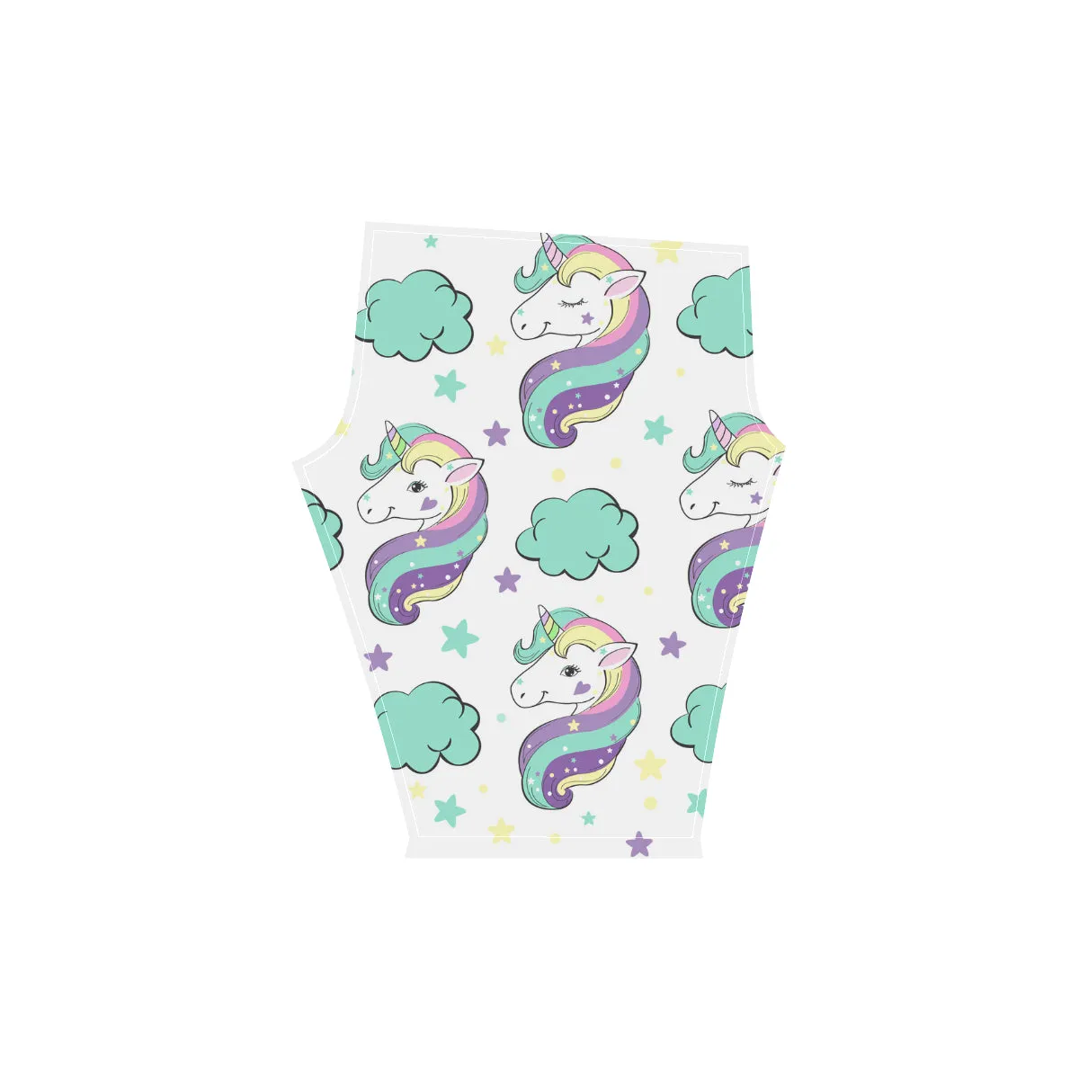 Unicorn in the clouds Pop Art Women's Low Rise Capri Leggings (Invisible Stitch)