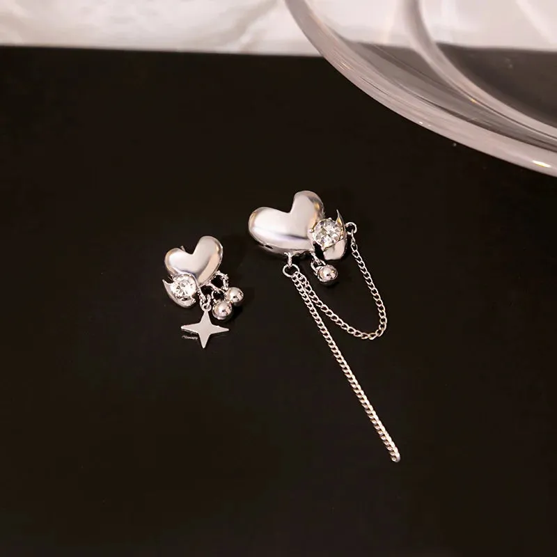 VAIGE Irregular Heart Shaped Long Tassel Earrings in Elegant Gold and Silver