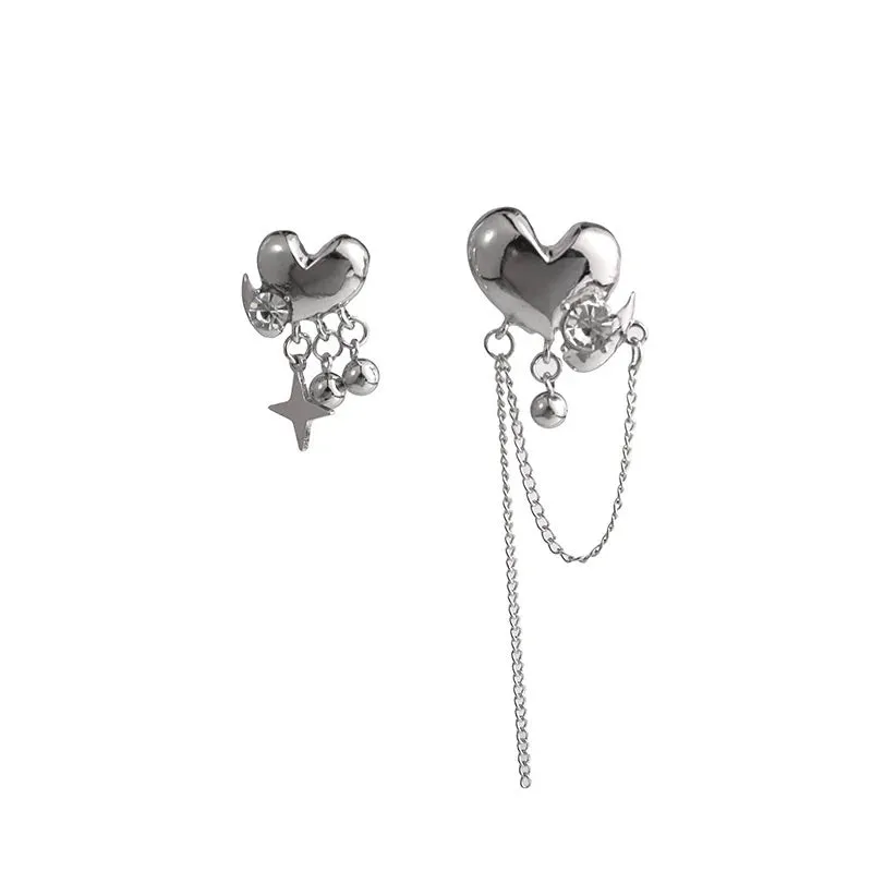 VAIGE Irregular Heart Shaped Long Tassel Earrings in Elegant Gold and Silver