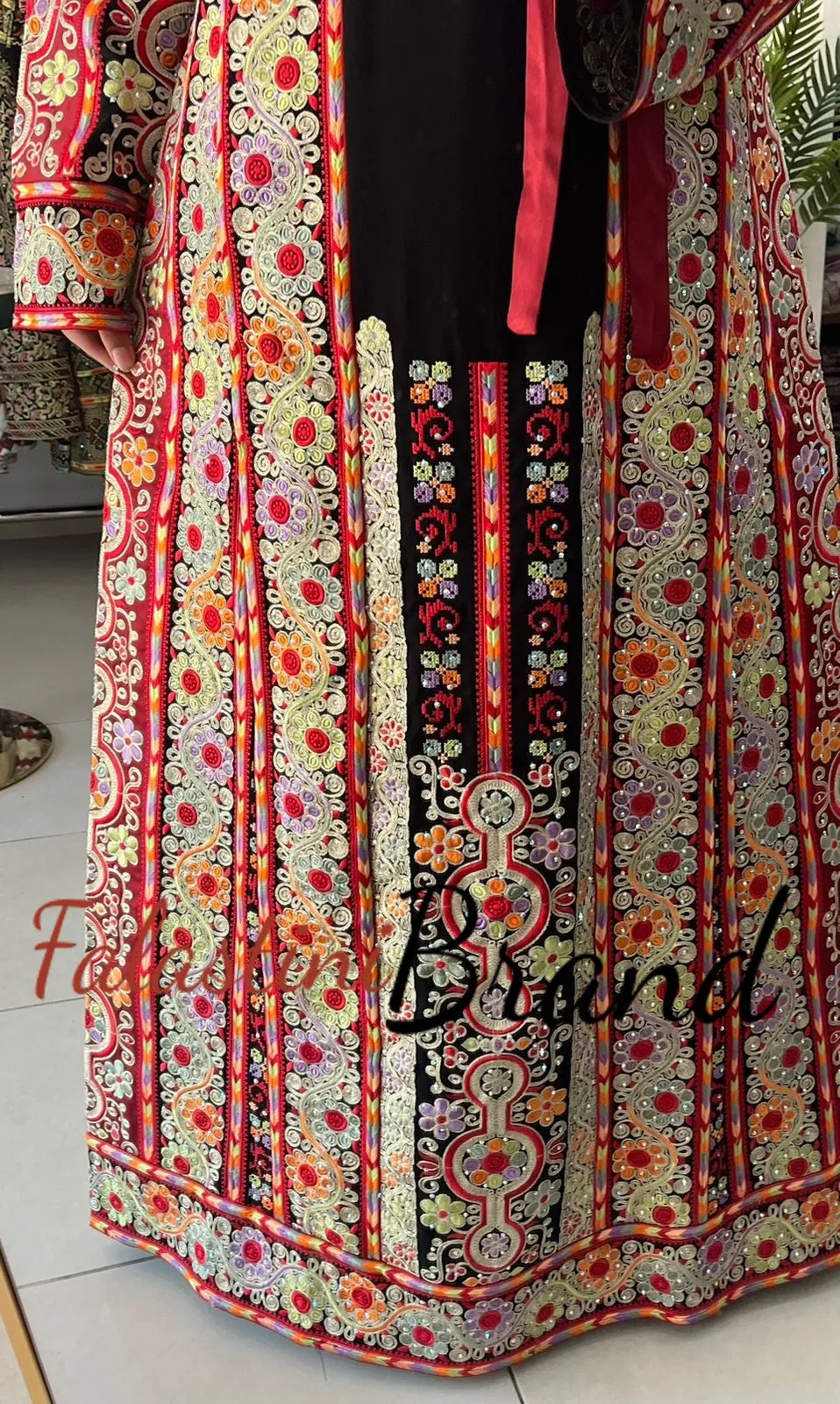 Very Luxurious Black and Red Malak Like Thob with Qasab Thread and Satin Details