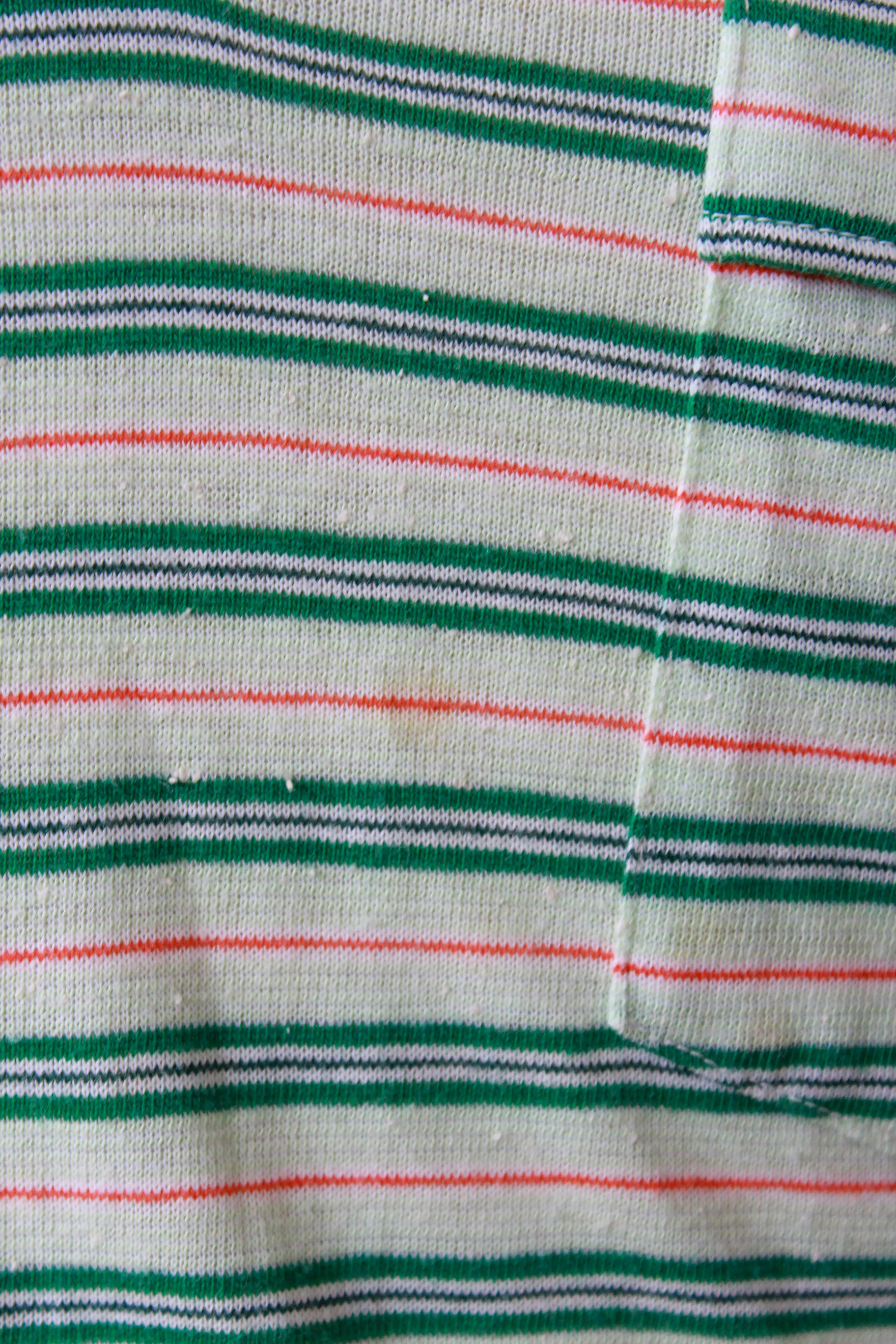 Vintage 1970s Green and White Striped Knit Polo Shirt, Medium