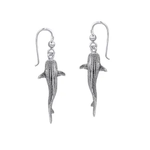 Whale Shark Hook Earrings - 925 Real Sterling Silver