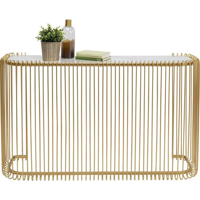 Wire Gold Glass Marble Console